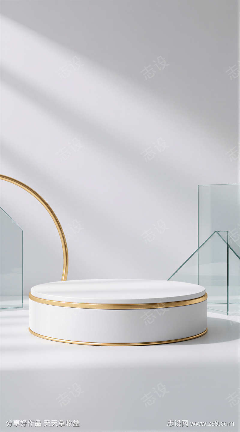 高级灰光影透明玻璃电商主图展台素材