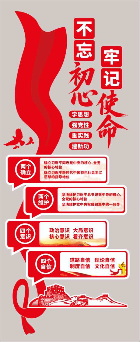 竖版党建文化墙两个确立四个自信四个意识_源文件下载_CDR格式_1024X2505像素-党建,意识,自信-作品编号:2026042909449109-志′设ˌ网