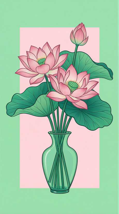 荷花插画背景素材