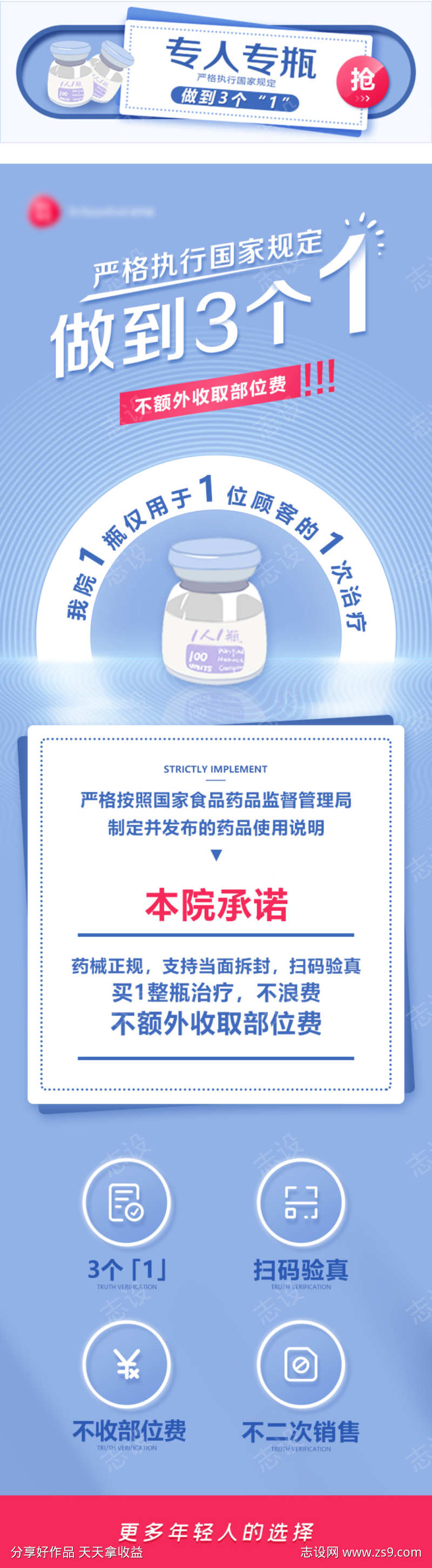 美团医美中通专人专瓶活动海报