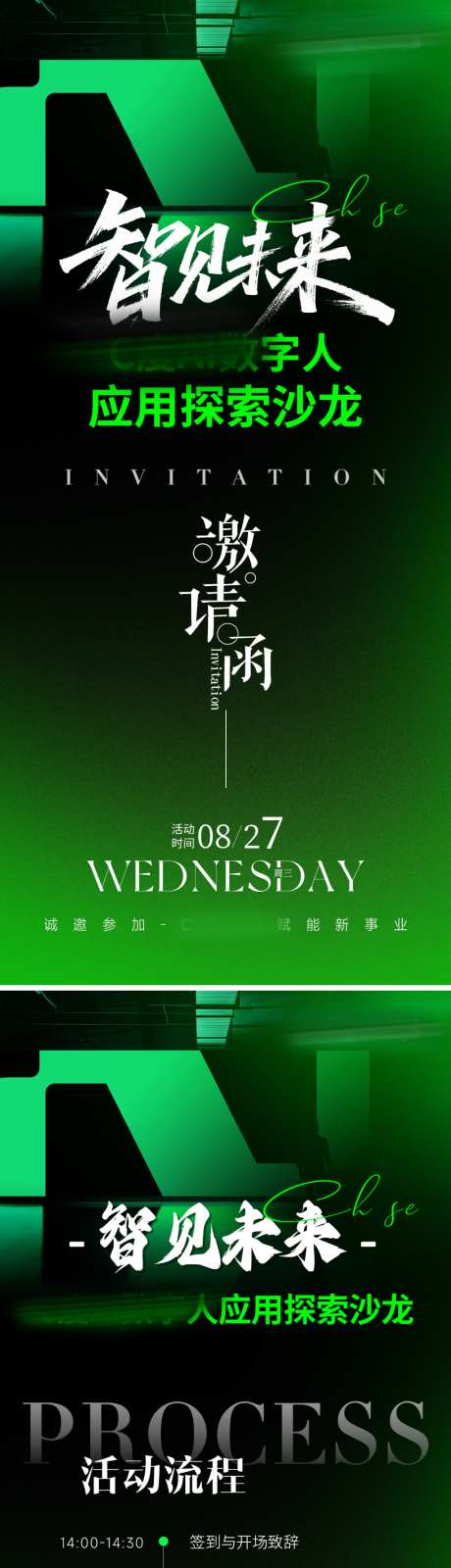 美业会议招商造势科技邀请函流程海报