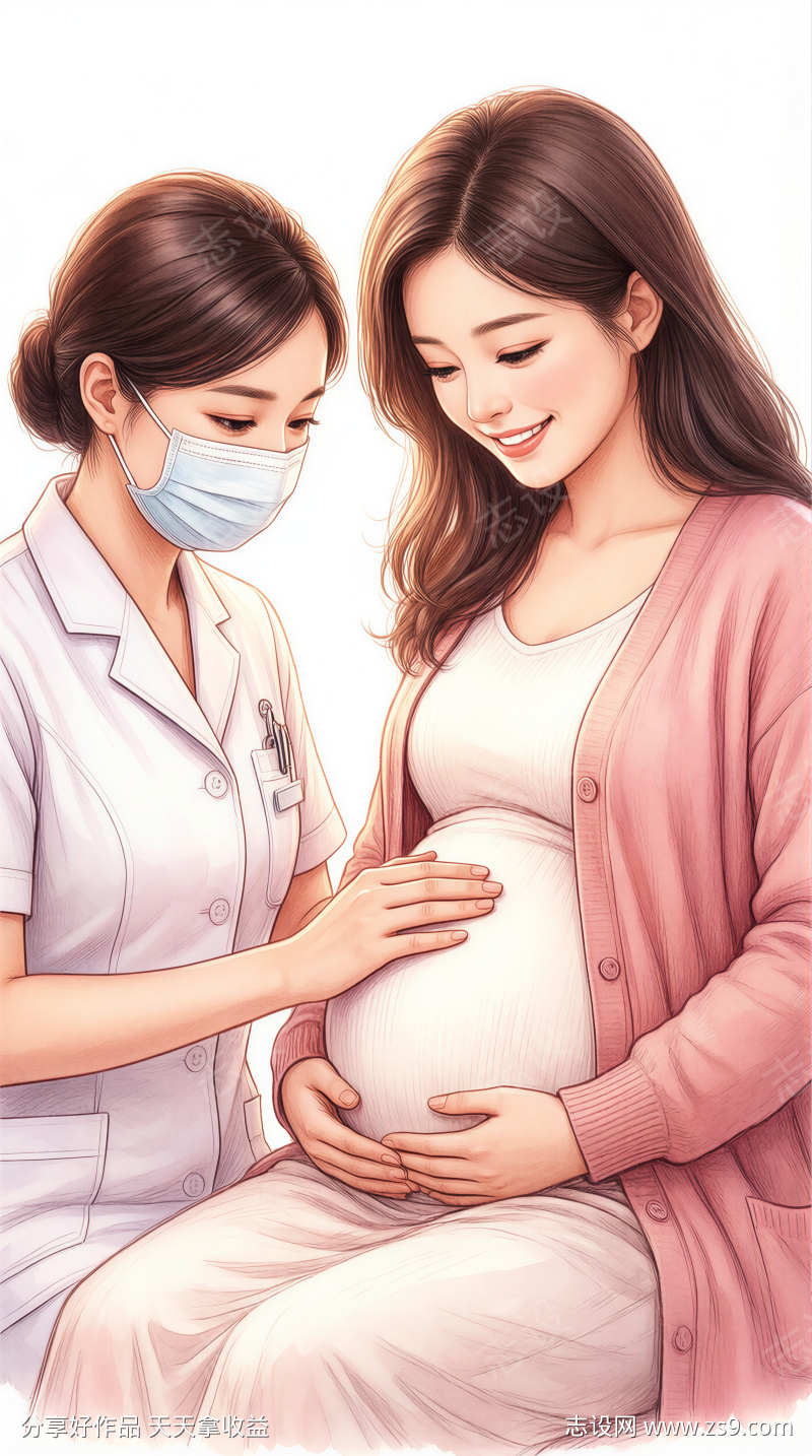 月子会所孕期插画