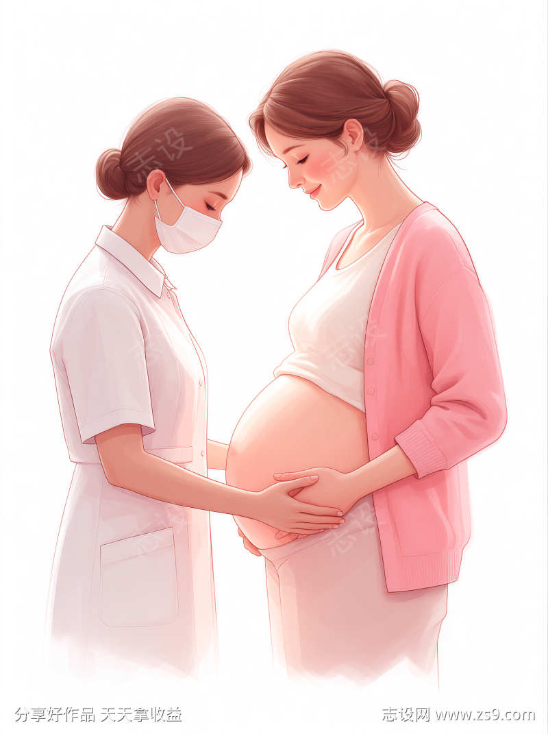 月子会所孕期插画