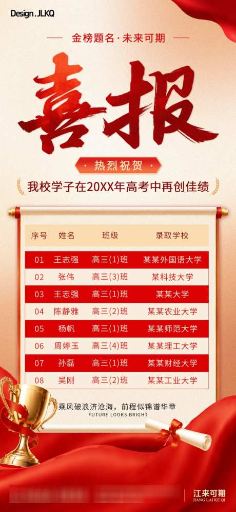 红金高考中考喜报_源文件下载_PSD格式_1024X2217像素-奖杯,加油,喜庆-作品编号:2026051214103126-志‛ۛ设,网