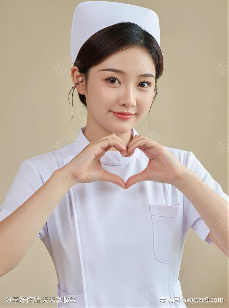 比心微带笑意护士