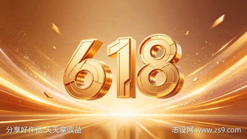 科技感金色618大促流光背景海报