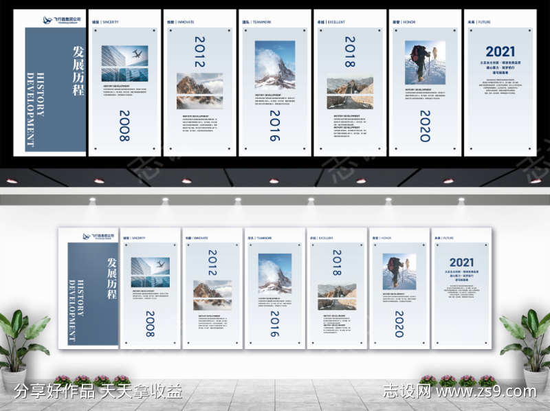 企业办公区展厅发展历程文化墙