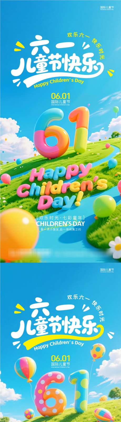 六一儿童节卡通宣传海报