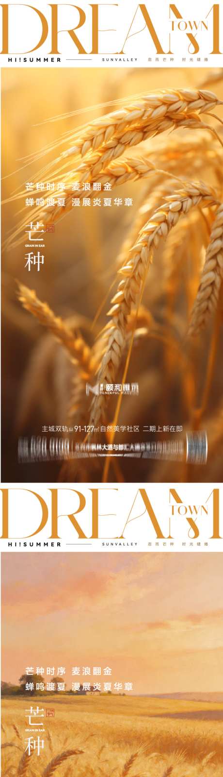 芒种二十四节气节日海报麦芒麦田