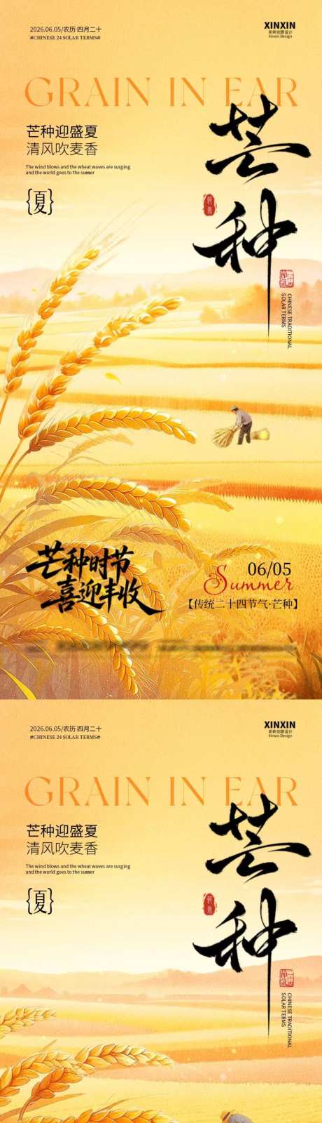 芒种节气简约意境海报
