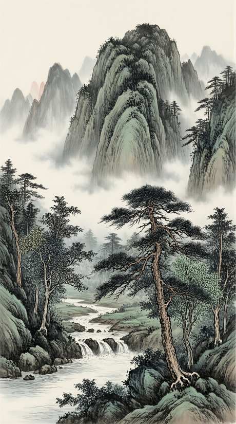 水墨山水素材背景