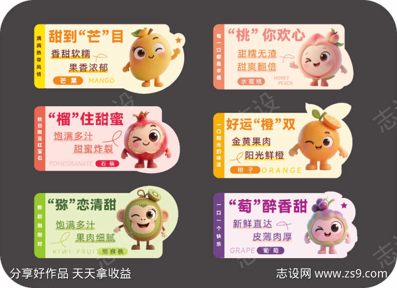 通用促销超市水果卡通价格标签元素AIGC