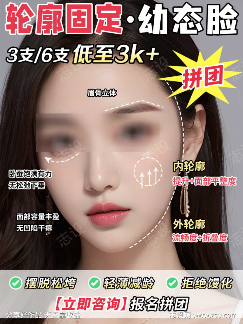 轮廓固定幼态脸小红书医美笔记封面