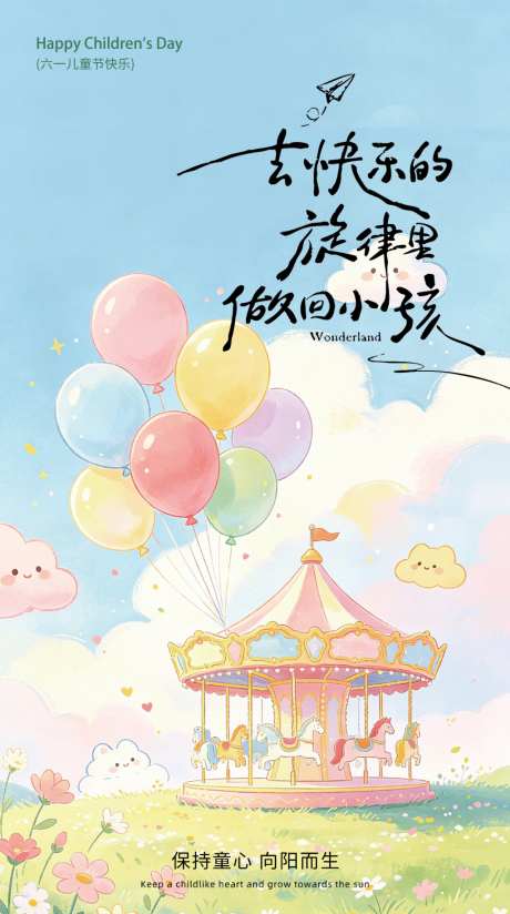六一儿童节海报_源文件下载_PSD格式_1024X1835像素-气球,旋转木马,海报-作品编号:2026053116312856-志˘设˙网
