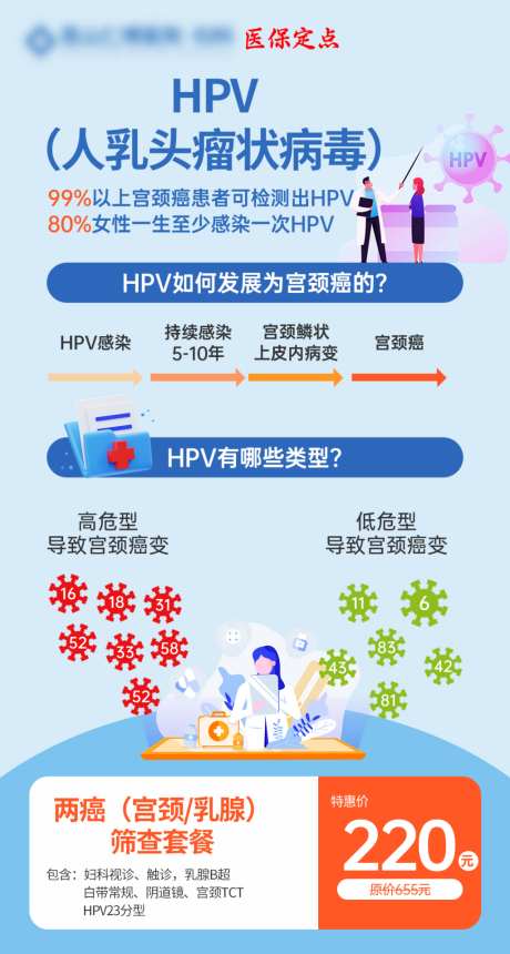 妇科HPV宫颈癌两癌筛查海报