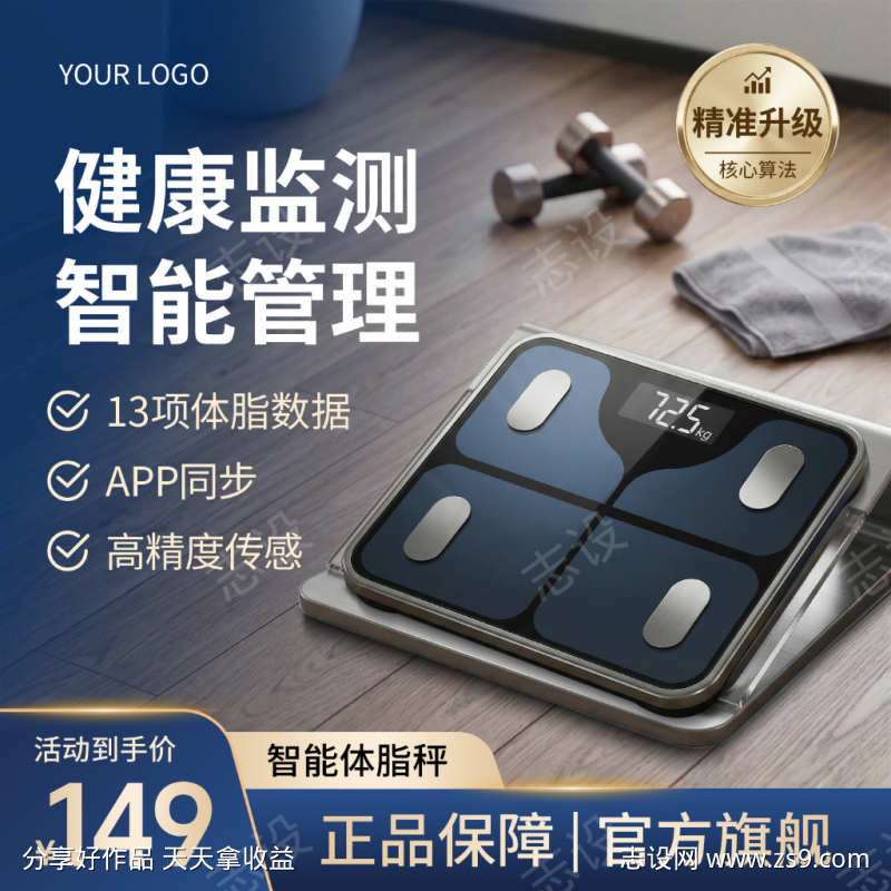 蓝色电子秤体重秤家居百货主图直通车