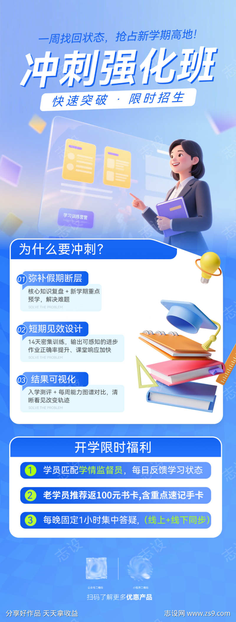 冲刺强化培训班教育机构招生宣传海报