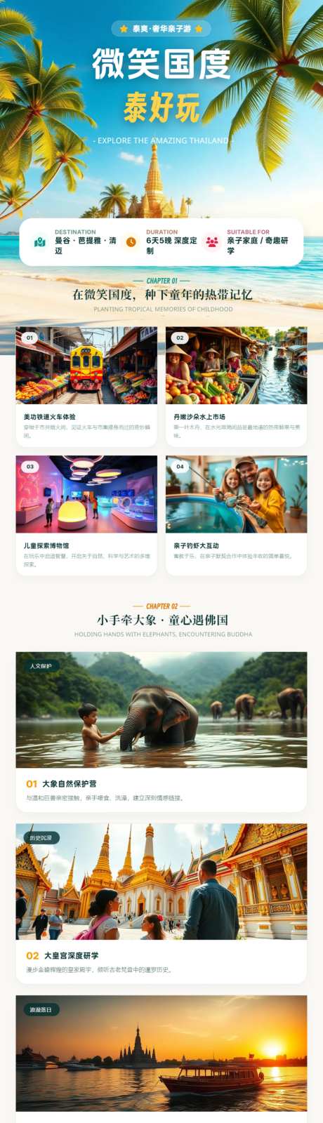 泰国曼谷芭提雅清迈亲子旅游海报