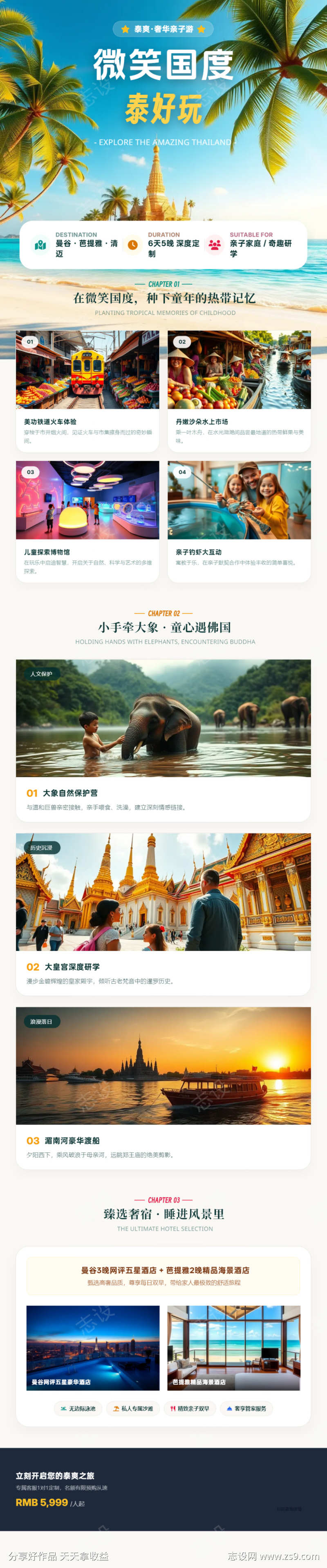 泰国曼谷芭提雅清迈亲子旅游海报