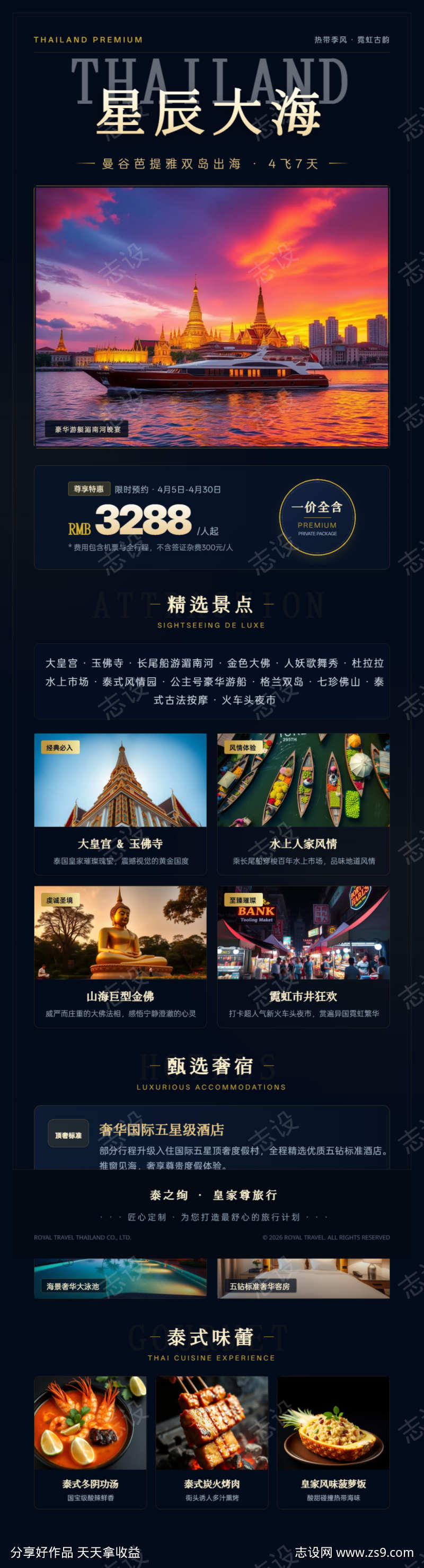 泰国曼谷芭提雅双岛旅游长图海报