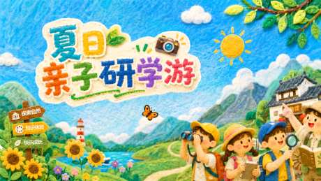 夏日毛毡卡通亲子研学游夏令营旅游出行户外