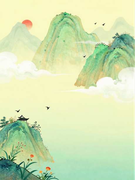 国画水墨山水画