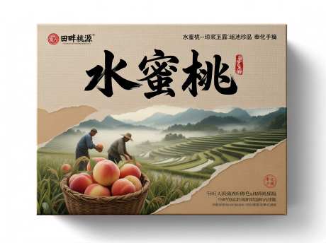 国风插画水蜜桃包装