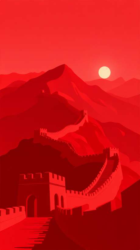 长城场景插画