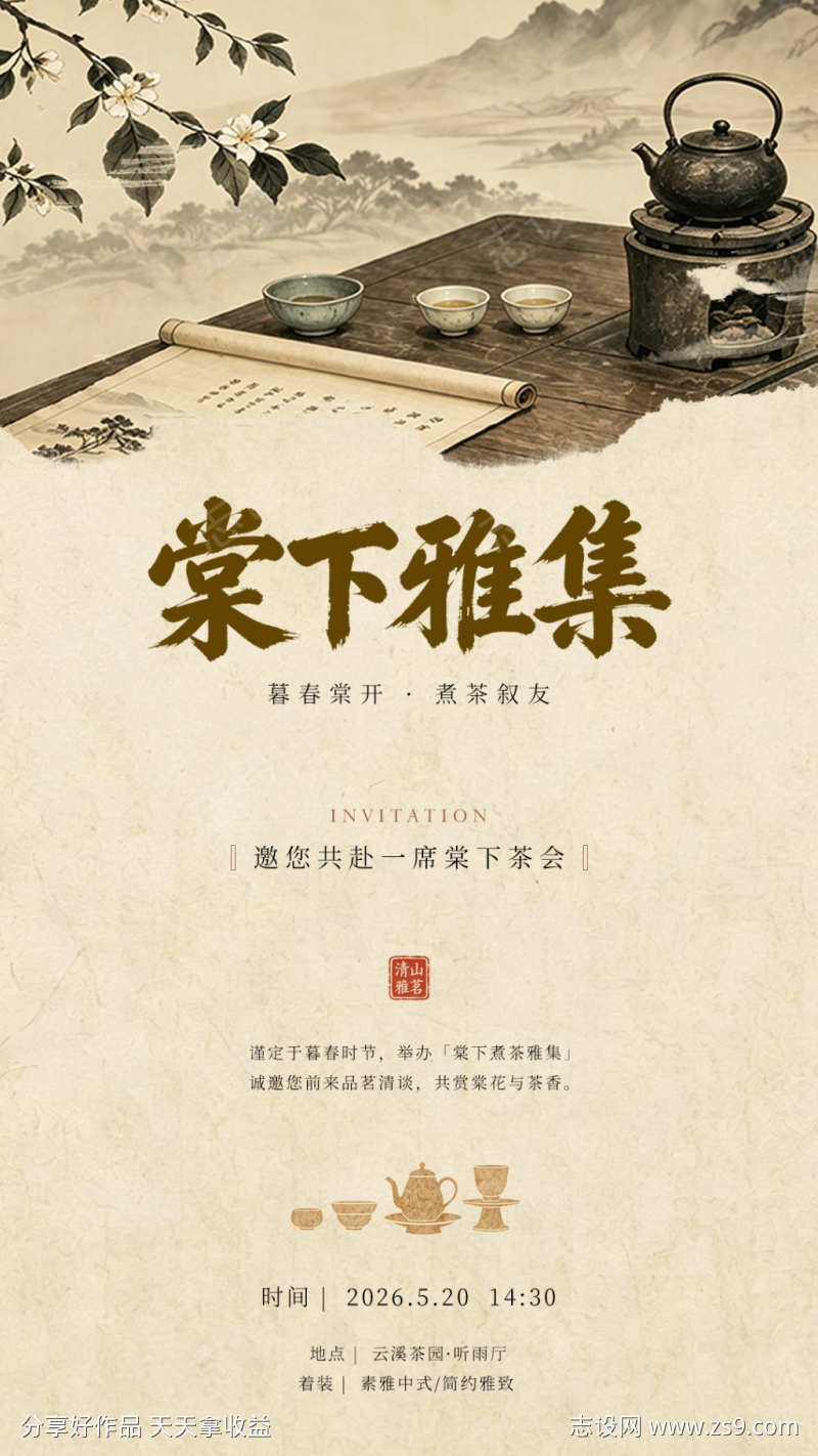 棠下茶会海报