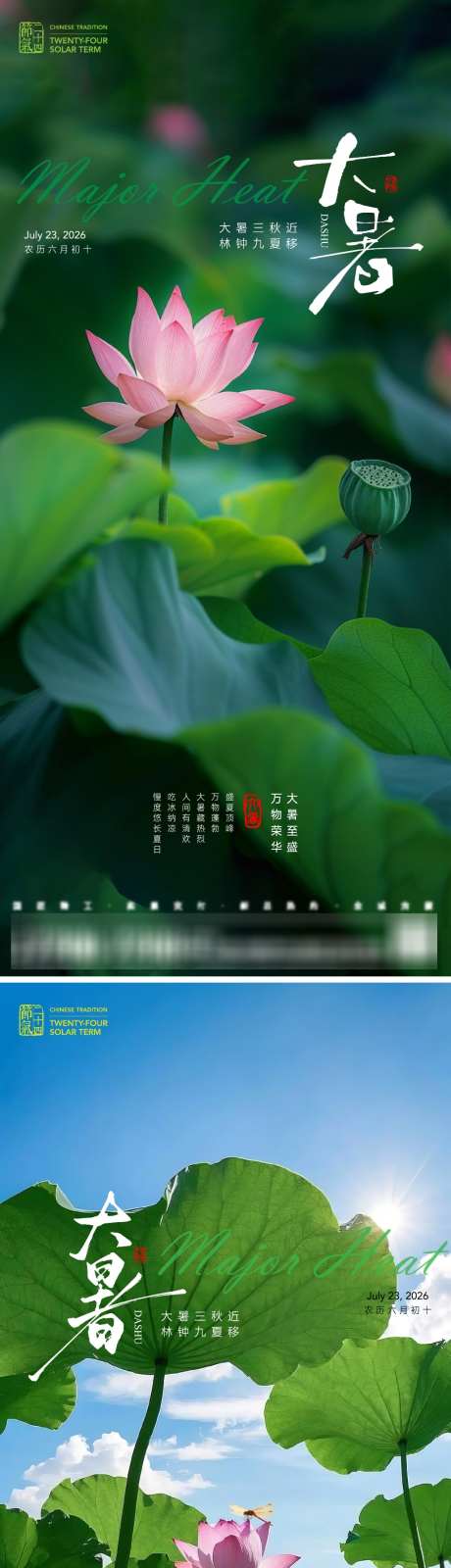 大暑节气海报_源文件下载_AI,PSD格式_1024X4450像素-荷塘,荷叶,夏天-作品编号:2026070810526578-志.设‛ۛ网