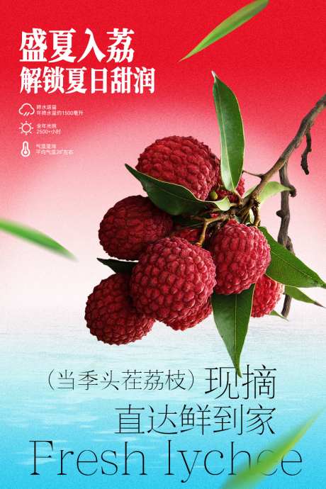 盛夏荔枝新鲜荔枝水果海报_源文件下载_PSD格式_1701X2551像素-枝叶,果壳,果肉-作品编号:2026070909491985-志˯设ˌ网