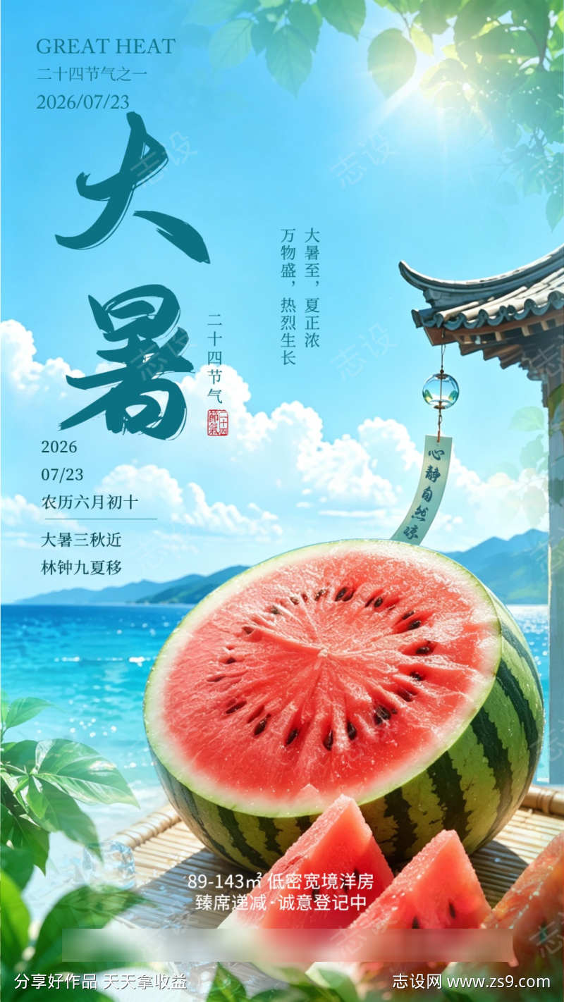大暑传统节气地产系列海报