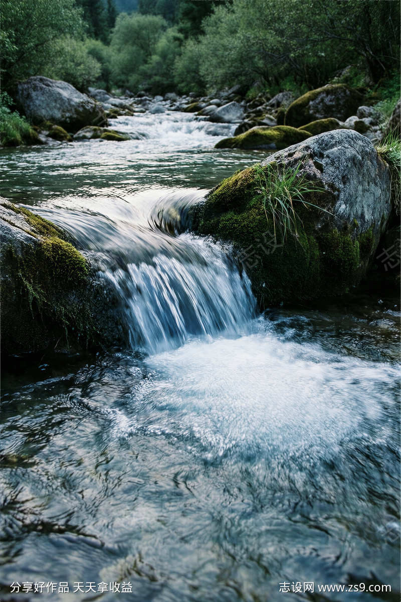 山中的溪流