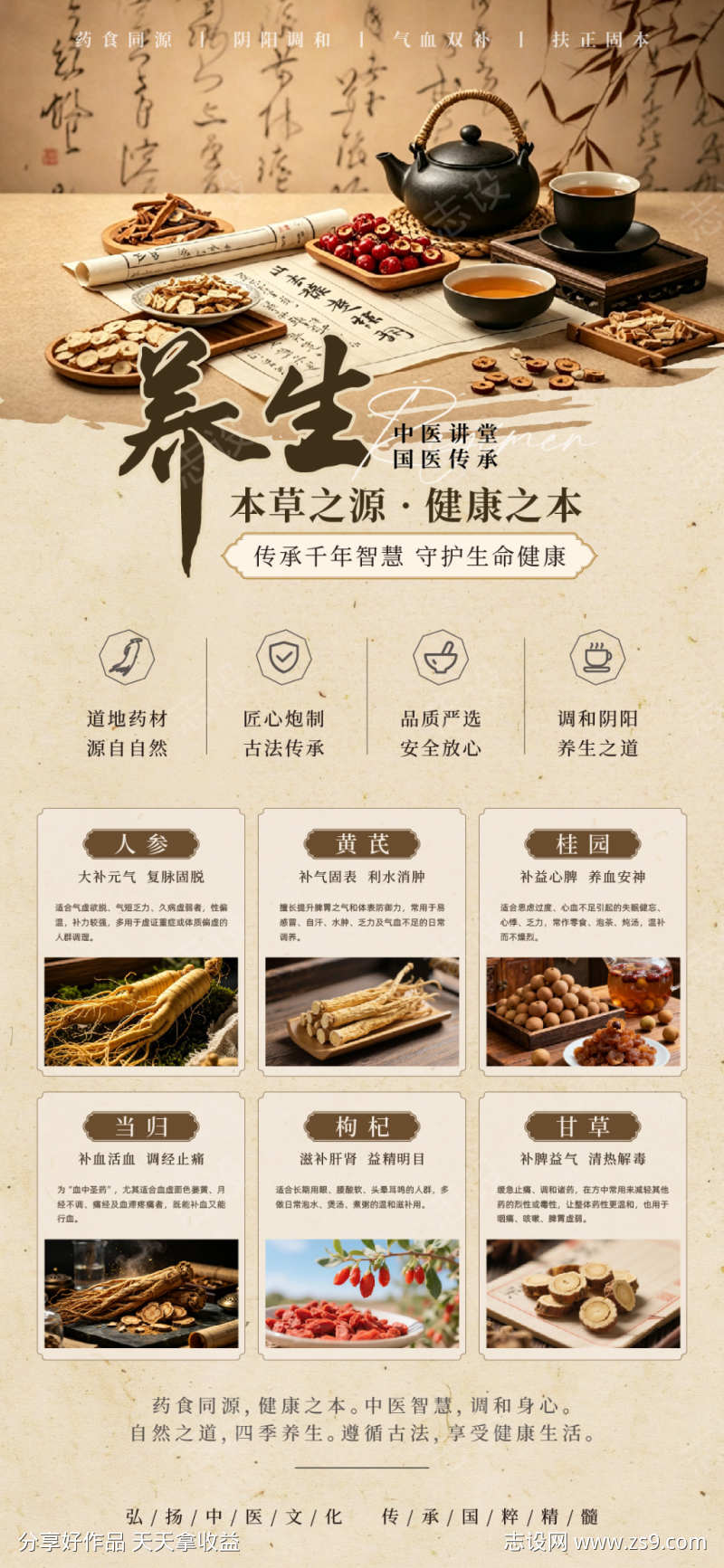 新中式中医养生海报