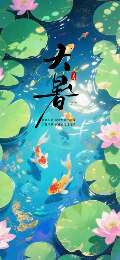 大暑入伏节日节气插画海报