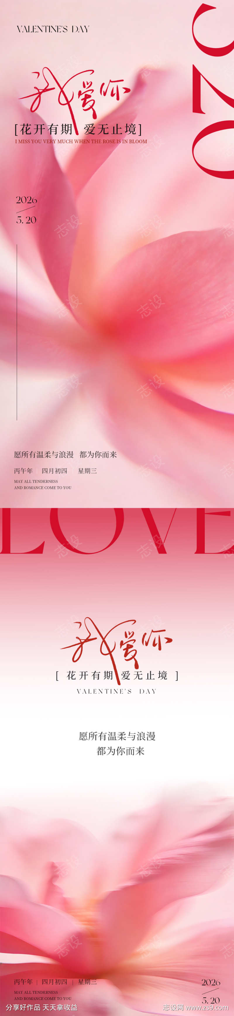 520花朵简约情人节海报