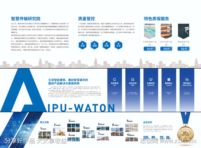 蓝色企业文化墙