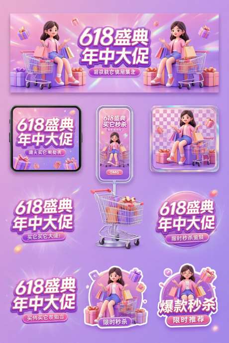 618电商促销视觉物料合集_AI图片下载_采样_1056X1584像素-卡通,盛典,购物-作品编号:2026081614342501-志˒设′网