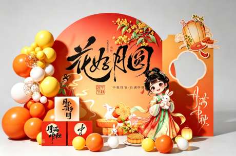 花好月圆中秋新中式美陈_源文件下载_AI格式_4252X2835像素-灯笼,月饼,玉兔-作品编号:2026082215218772-志˓设’网