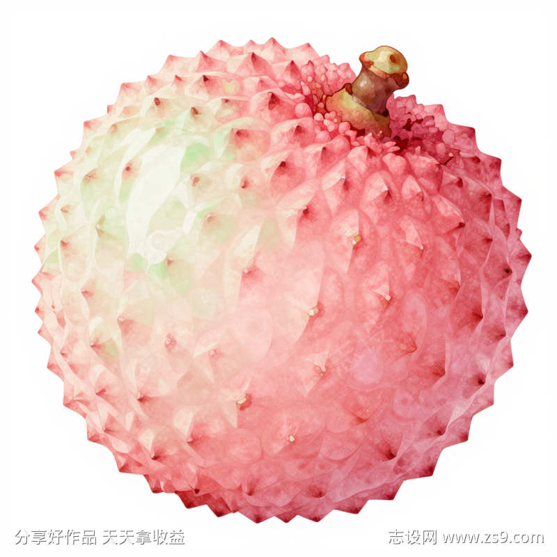 国潮插画风格淡雅的荔枝