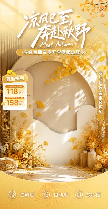 黄色系秋日银杏叶元素直播间贴片_源文件下载_PSD格式_1024X1985像素-直播间,商超,酒店-作品编号:2026082913224095-志˯设.网