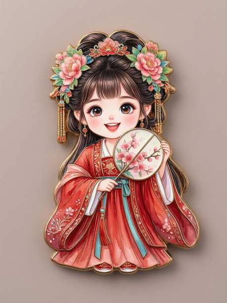 古风Q版卡通风格冰箱贴_AI图片下载_euler采样_1104X1472像素-卡通,风格,冰箱贴-作品编号:2026090423438557-志·设ˈ̹网