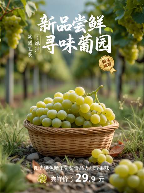 晴王葡萄新品上市促销海报_AI图片下载_euler采样_896X1200像素-上市,促销,海报-作品编号:2026090514541025-志͵设˒网