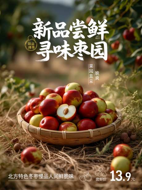 冬枣新品上市促销海报_AI图片下载_euler采样_896X1200像素-冬枣,新品,上市-作品编号:2026090609255115-志͵设˱网