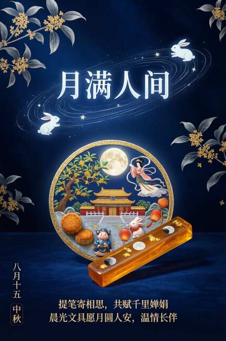 中秋节插画海报
