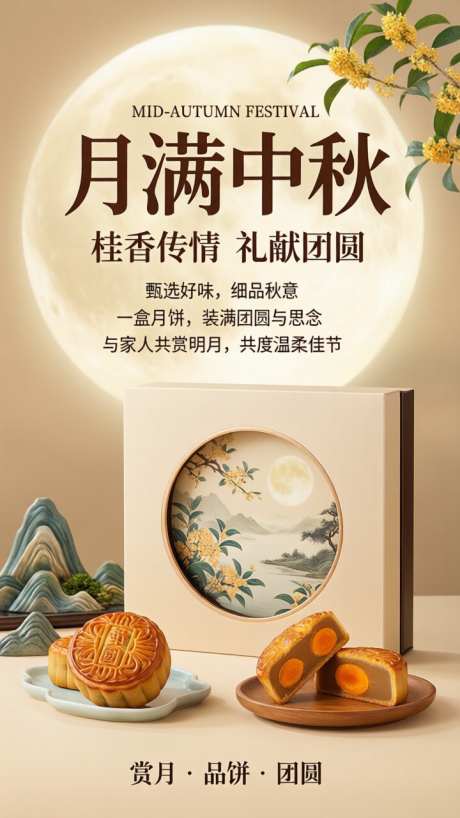 月满中秋节日海报