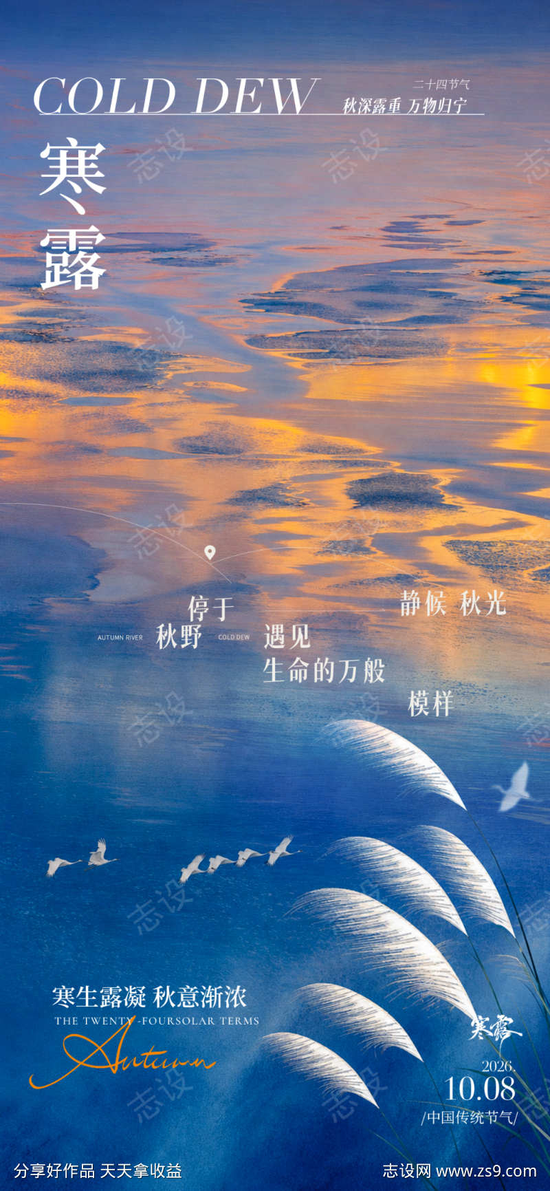 寒露文艺感海报