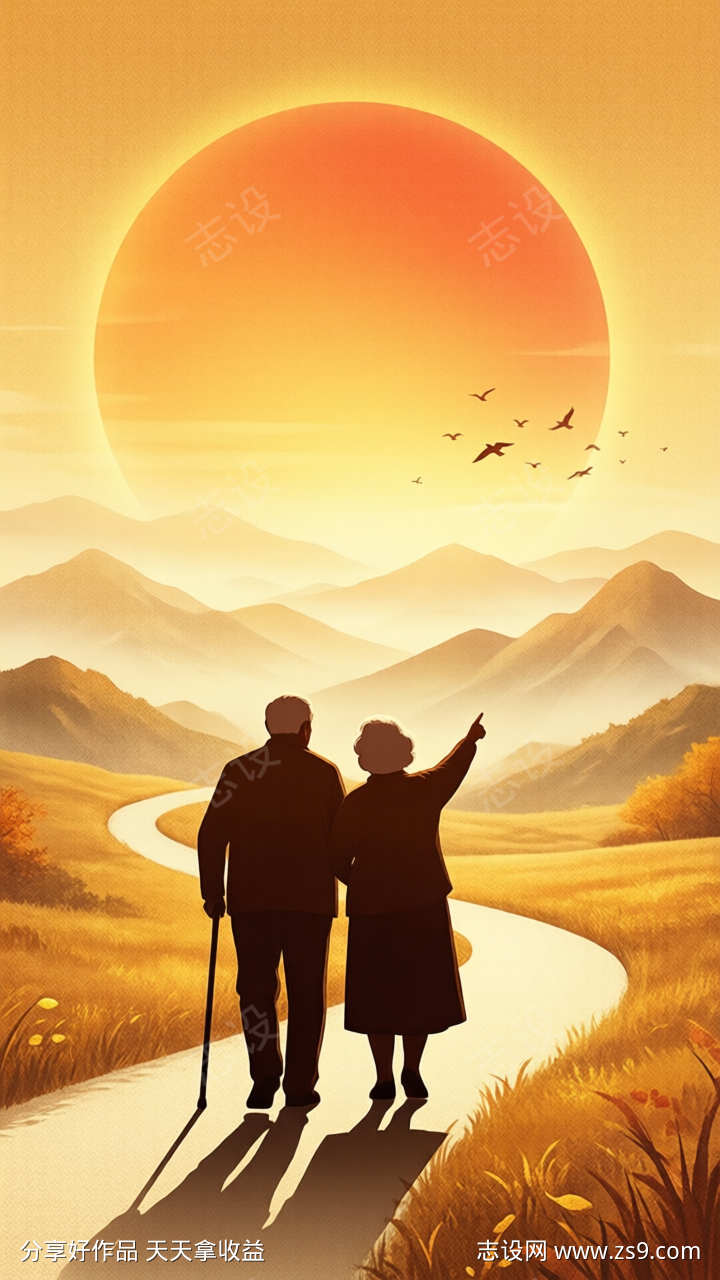 重阳节节日海报插画背景图