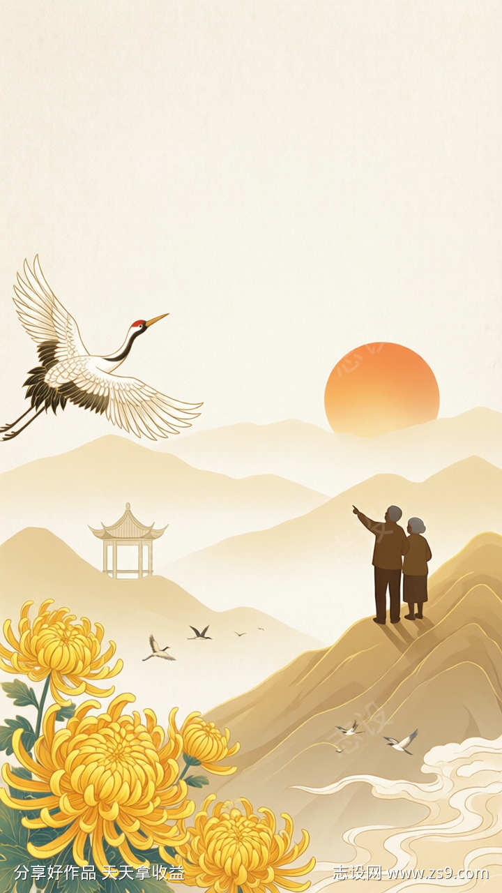 重阳节节日海报插画背景图