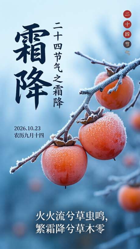 霜降节日海报插画图片